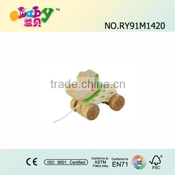 wood pull along toys with beetle