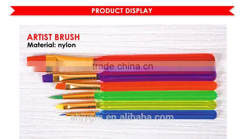6PCS Nylon Plastic Handle Artist Brush/artist paint brush/artist brush set
