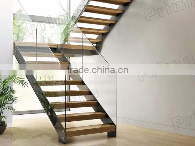 Prefabricated Wood Stairway, Staircase Stringer, Inside Glass Stairs