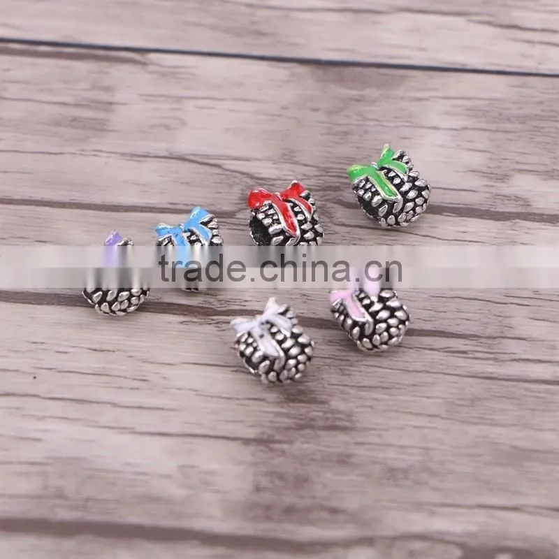 European Style With Bowknot Enamel Big Hole Beads For Women Bracelet