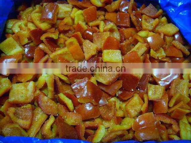 Frozen IQF red pepper dices and strips