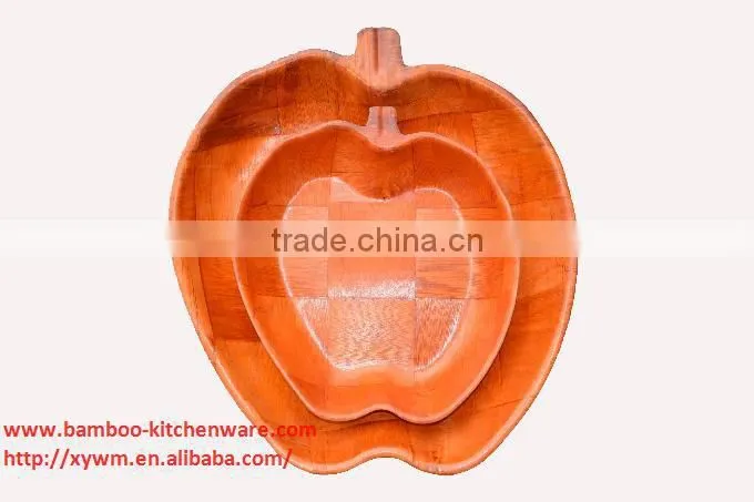 Unique Woven Wooden Bread Fruit Apple Shaped Bowl