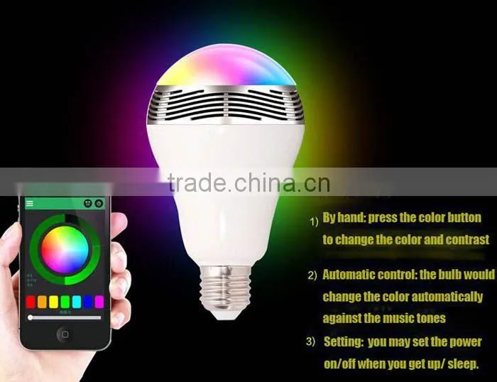 2015 new LED bulb type E27/B22 smart led bulb bluetooth speaker
