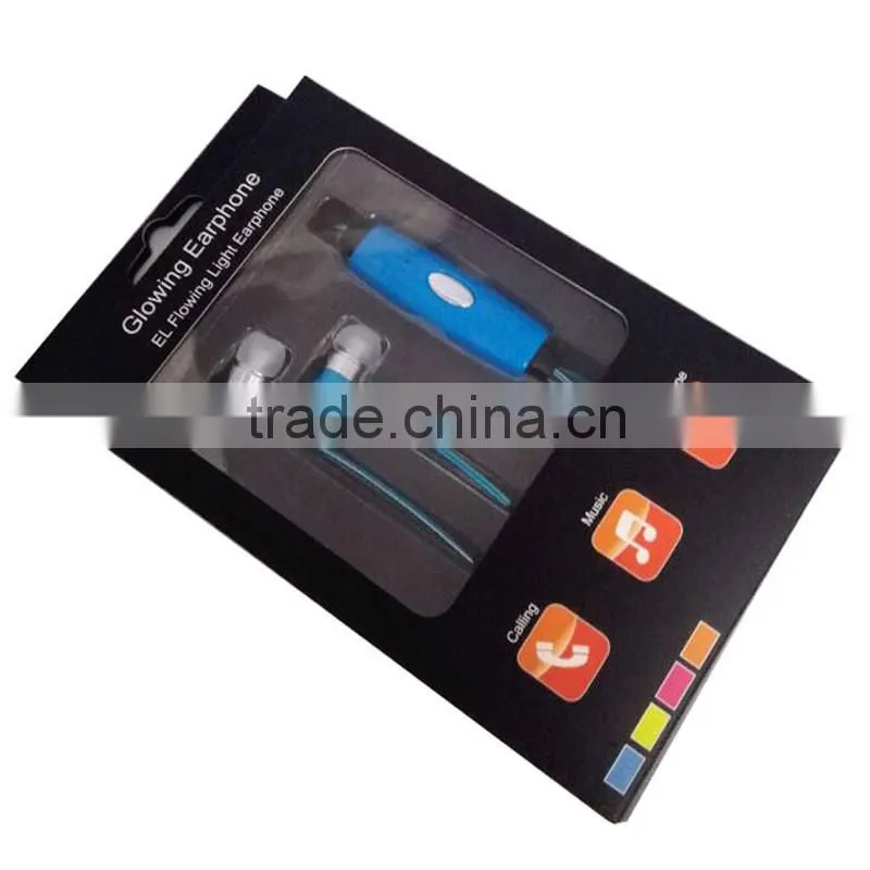 new products 2016 noise cancelling glow earbuds ear piece 3.5mm EL wired glowing headphone EL earphone