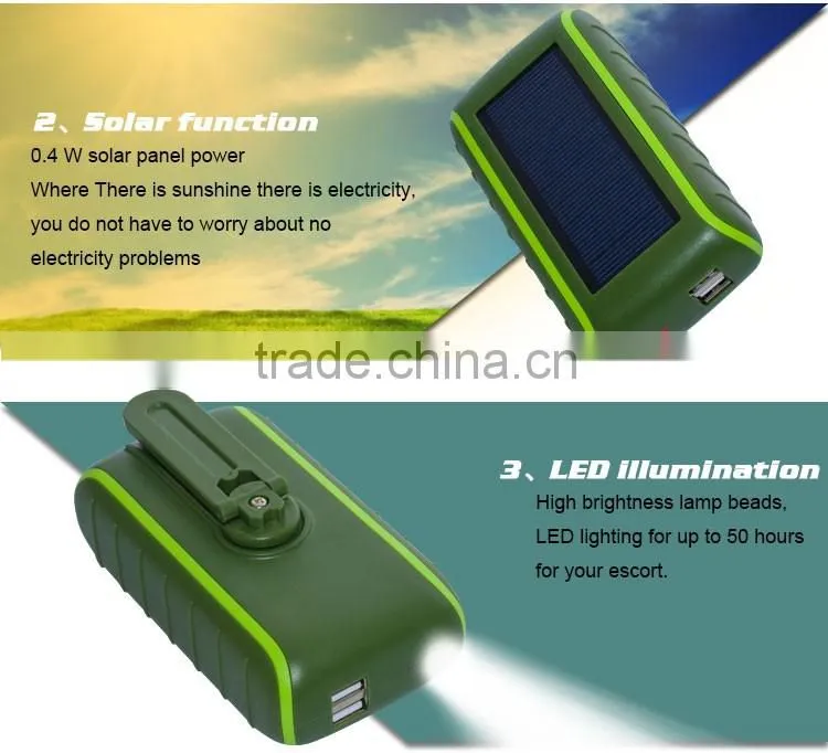 Fast charge outdoor urgent hand dynamo crank mobile charger , universal power bank charger