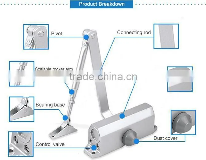 Light duty soft door closers surface mounting type