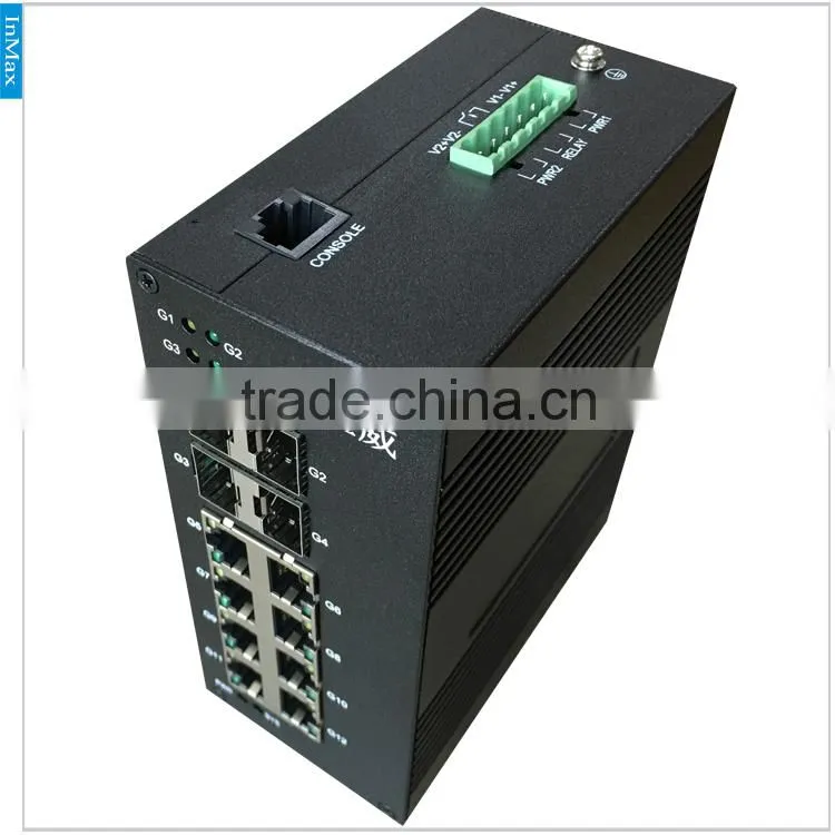 4x1000M FX(SFP Slot) + 8x10/100/1000MBase TX Full Gigabit Industrial Switch IP-Camera, Intelligent Transportation i712A