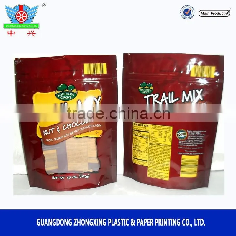 Best quality 2016 custom printed laminated food packaging bags with zipper
