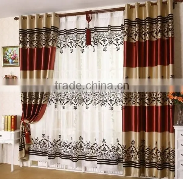 2015 hot sale flocking designed window; made up curatin in hotel or home