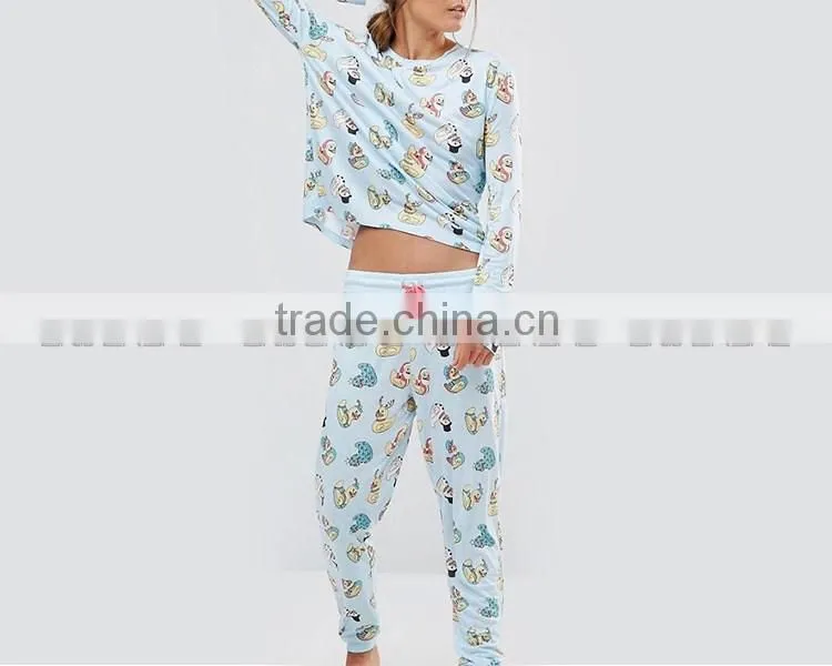 alibaba china best quality cotton fabric cartoon printing sleepwear