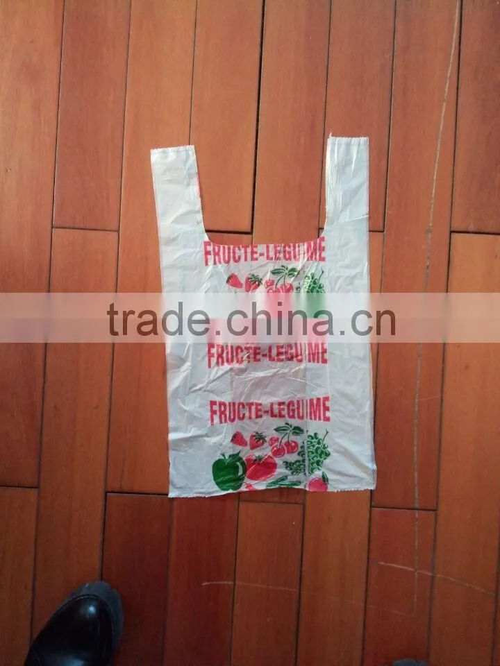 vest,T-shirt plastic grocery bags on roll HDPE customed printed