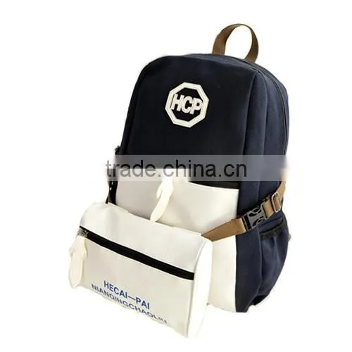 Hot Sell Korea Design Canvas Girl's Backpack with Pouch (BJMHT001)