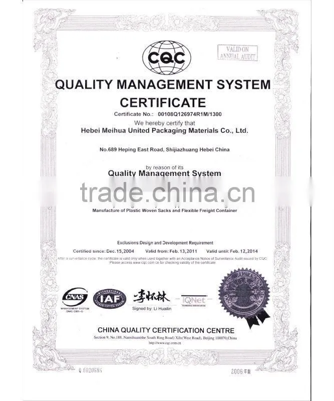 One ton grain bags/pp woven big bag for sand /jumbo sand bag