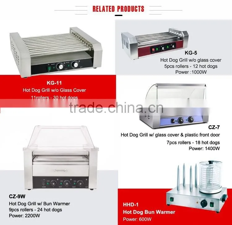Commercial 9 Rollers Professional Hot Dog Roller and Sausage Bun Warmer
