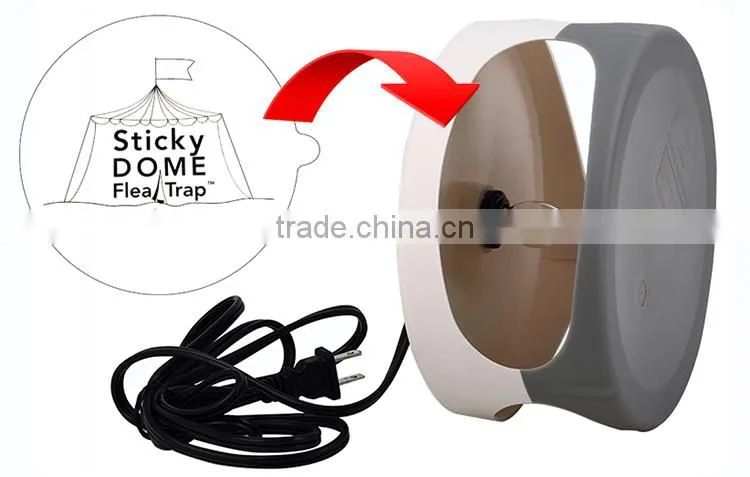 Plastic material eco-Friendly flea trap light with1 trap and 2 glue discs