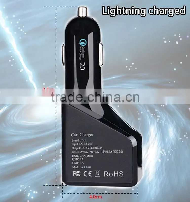 NEW 5V 2A 4 USB Quick Charge 2.0 car Charger travel charger, Intelligent car Charging, BLACK