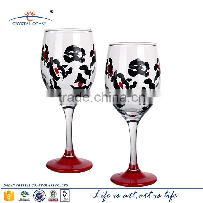 Wholesale cheap high quality colored wine glass,hand painted Halloween wine glass