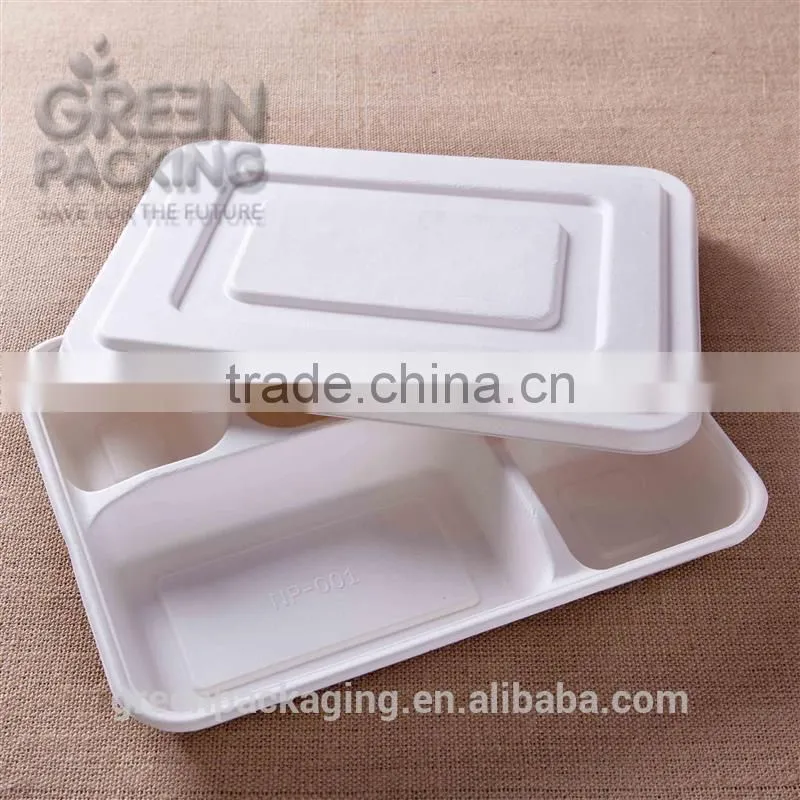 biodegradable eco-friendly two-layer 1000ml 3-div corn starch food container