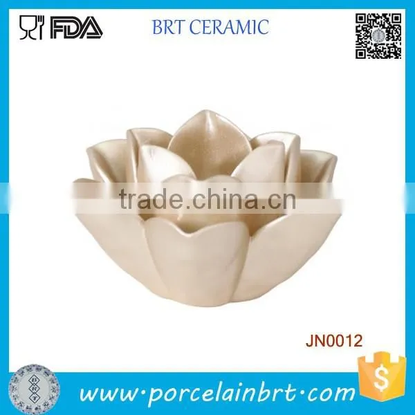 Delicarte Flower Ceramic Gold Rose Candle Holder