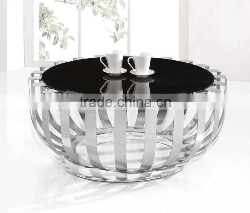 Flower shape design glass top coffee table 859#