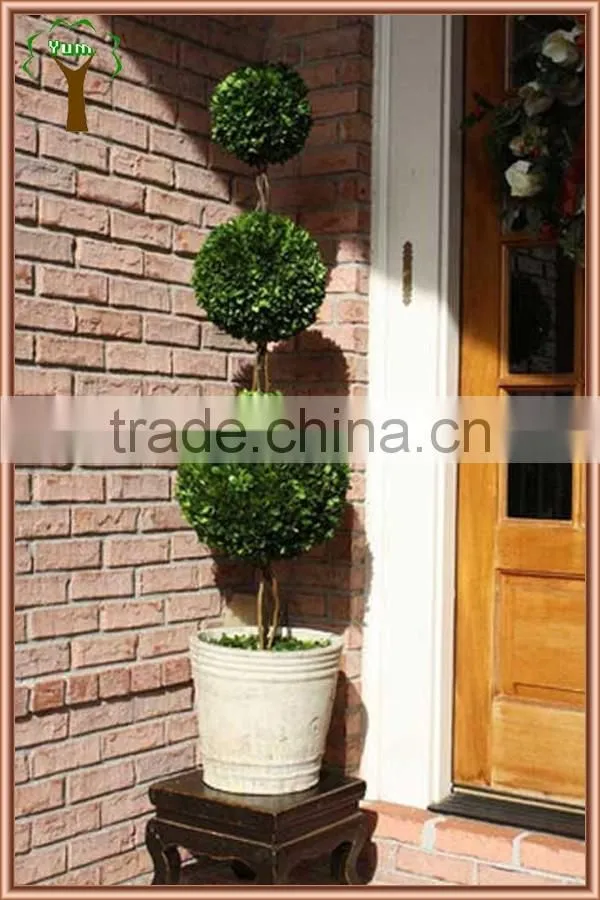 Preserved boxwood triple balls tree topiary