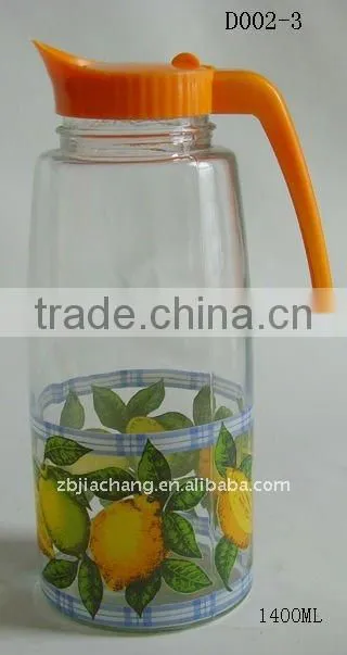 1400ml glass beverage jar with plastic lid D002-3