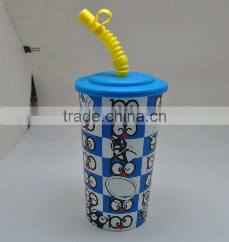 2017 promotional item PP kids plastic cups with straw for trading