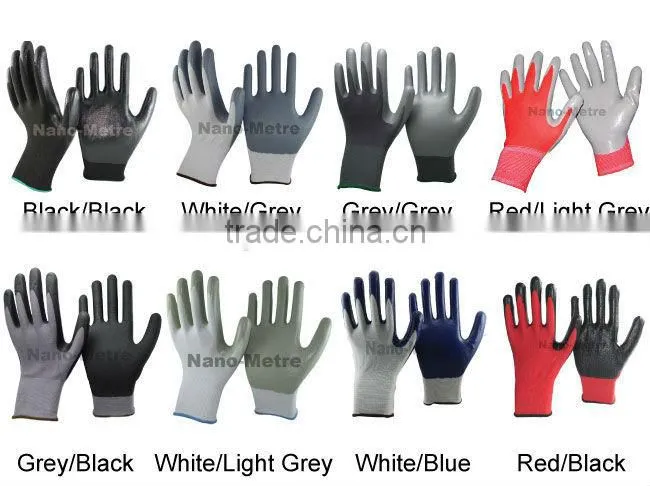 NMSAFETY interlock full coated nitrile industrial glove work glove long cuff