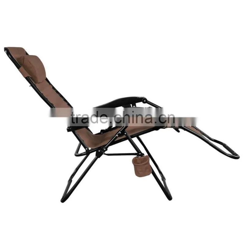 Factory supply the customized coffee zero gravity folding chair with the cup holder for relax for hot sale