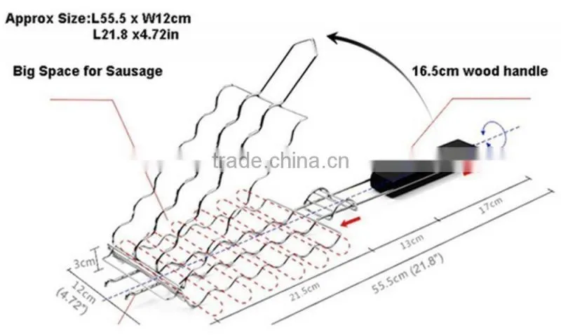 Metal Mesh Baskets Sausage Nonstick Grilling Basket Hot Dog Grill Rack BBQ Barbecue Tool