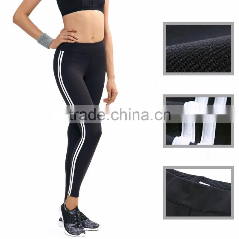 nylon spandex women fit leggings with piping