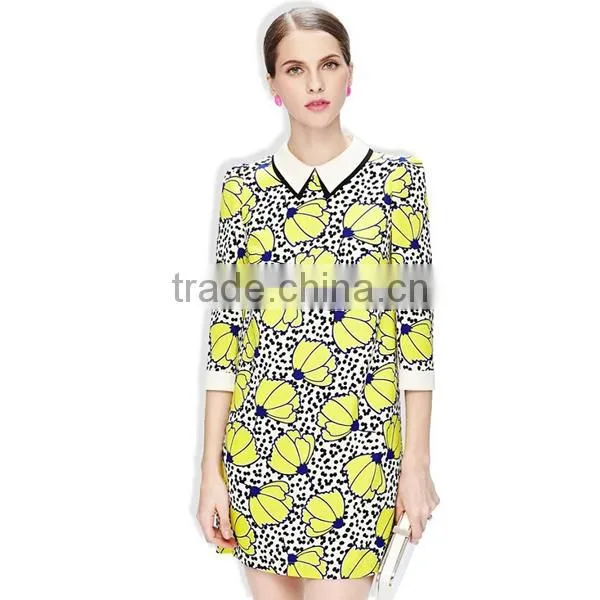 HD-D106 2014 hot design elegant women new arrival floral dress/casual ladies dress