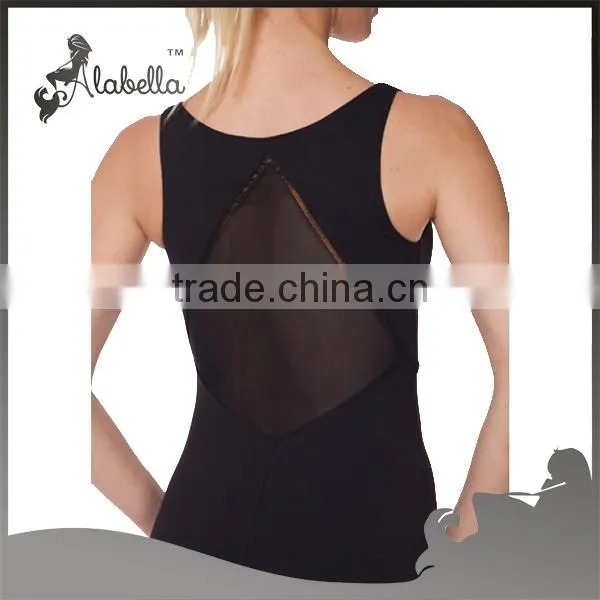 Black sexy mesh tops with front key hole for women