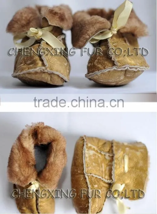 CX-SHOES-01 Genuine Sheared Sheep Leather Child Shoes