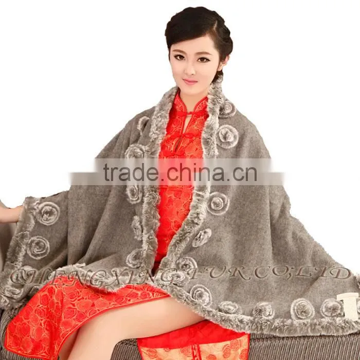 CX-B-P-40D Alibaba New Products Fur Floral Cheap Wholesale Pashmina Shawl