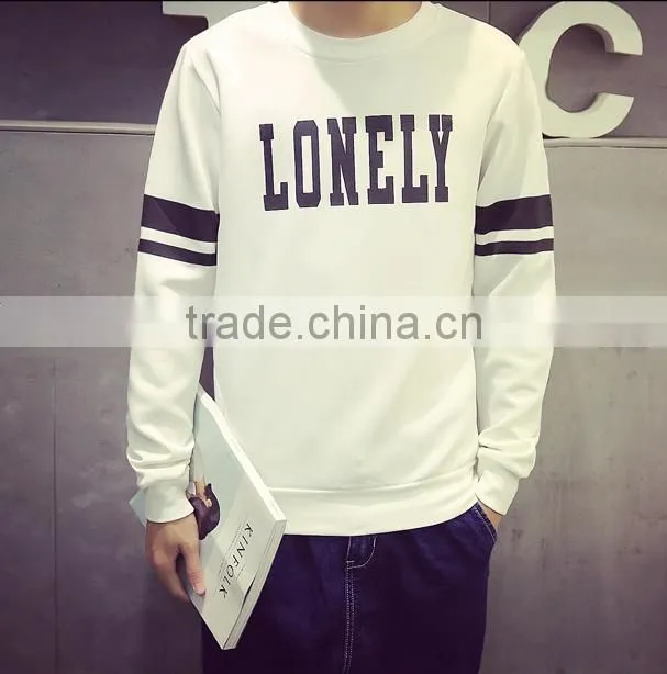 Cheap printed round neck long sleeve oversized cool men's plain printed pullover sweater hoodie