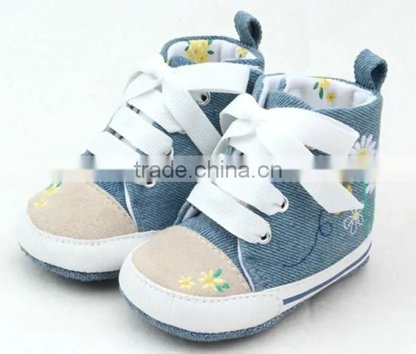 Top quality anti-skid infant boy canvas cotton soft toddler shoes pre-walker sport shoes