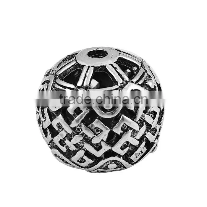 Zinc Based Alloy Spacer Beads Round Antique Silver
