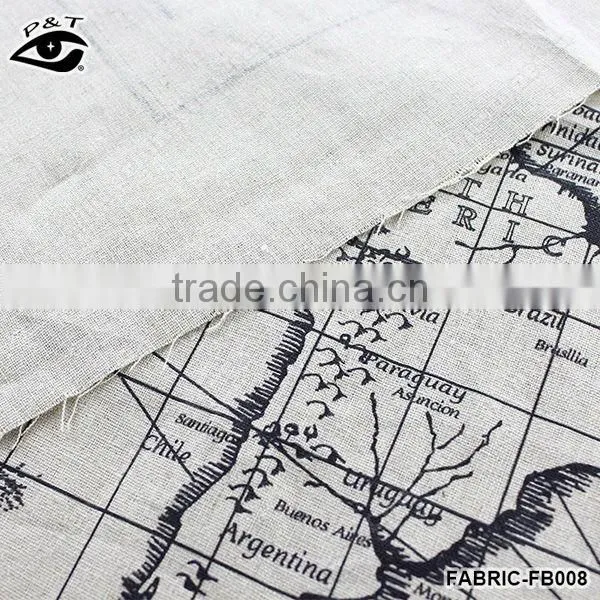 Map Pattern Fabrics Linen cotton fabrics for household decorations