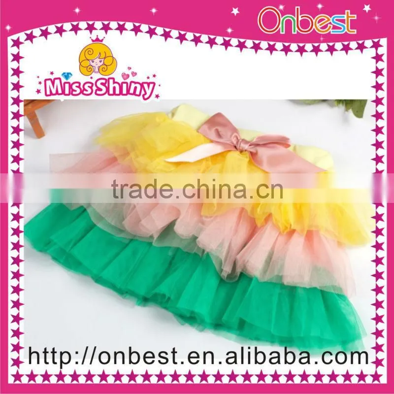 Hot selling beautiful pink bow cake/ ballet /petty skirt/ tutu /dress 3 layer color wholesale.