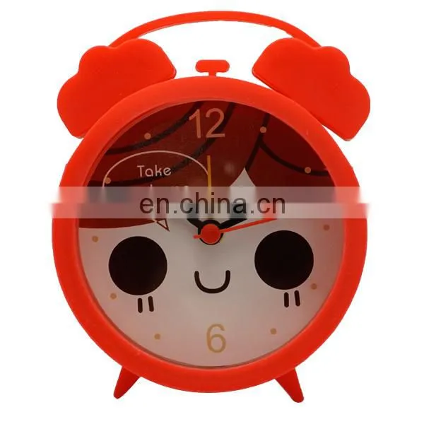 (S1411) twin bell home decoration round unique silicone alarm clock