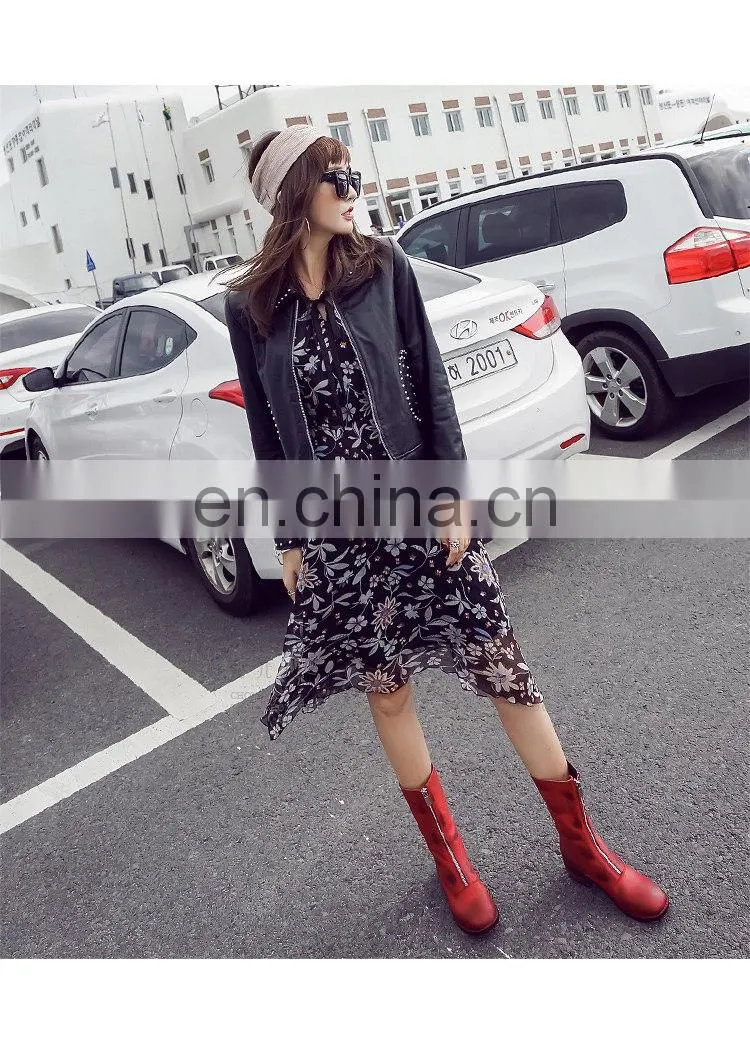 Fashion Real Curly Hip Hop Style Sheep Skin Leather Overcoat Women