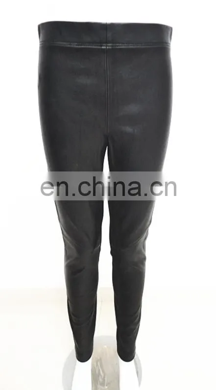 wholesale stretch knit panel leather legging stretch pants