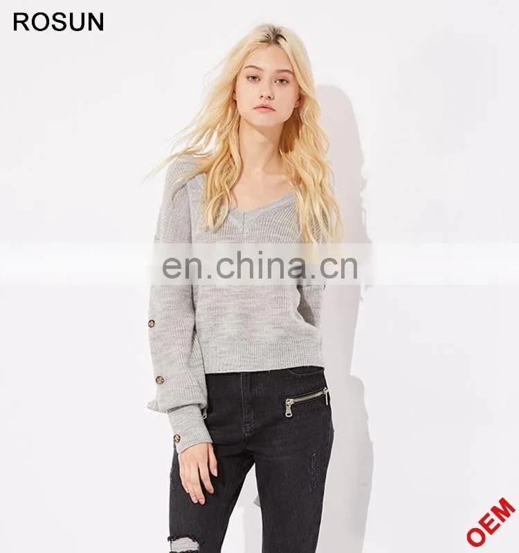 Girl Long sleeves with buttons Knit Pullover sweater