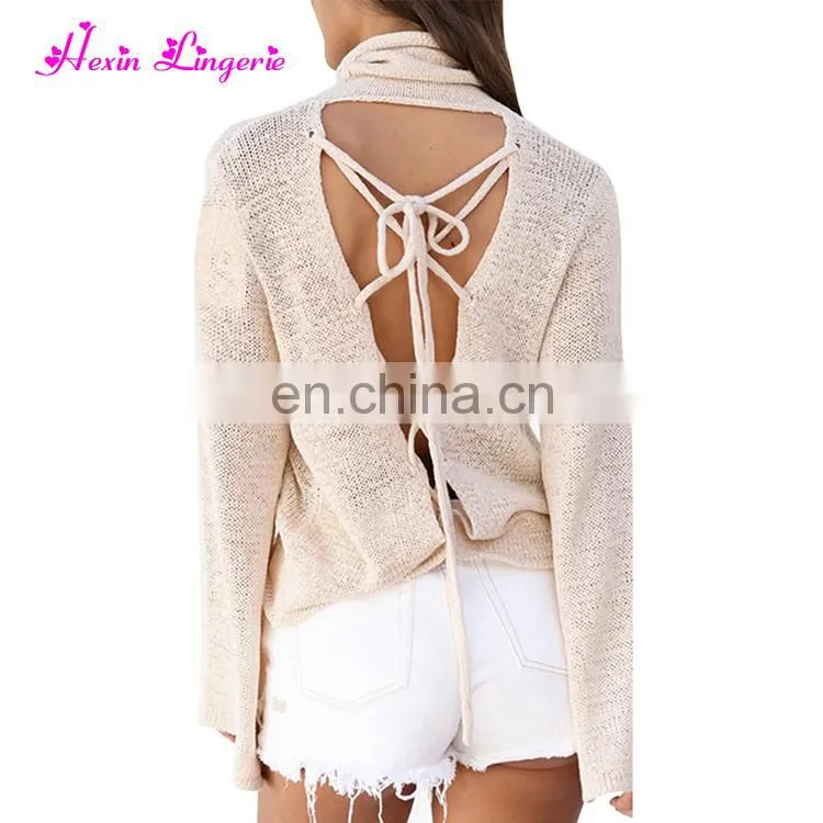 Newest 2017 Solid Color Trumpt Sleeve Loose Stylish Women Blouse Tops