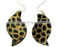 Beautiful Blue Bone and Brass Fashion Earring