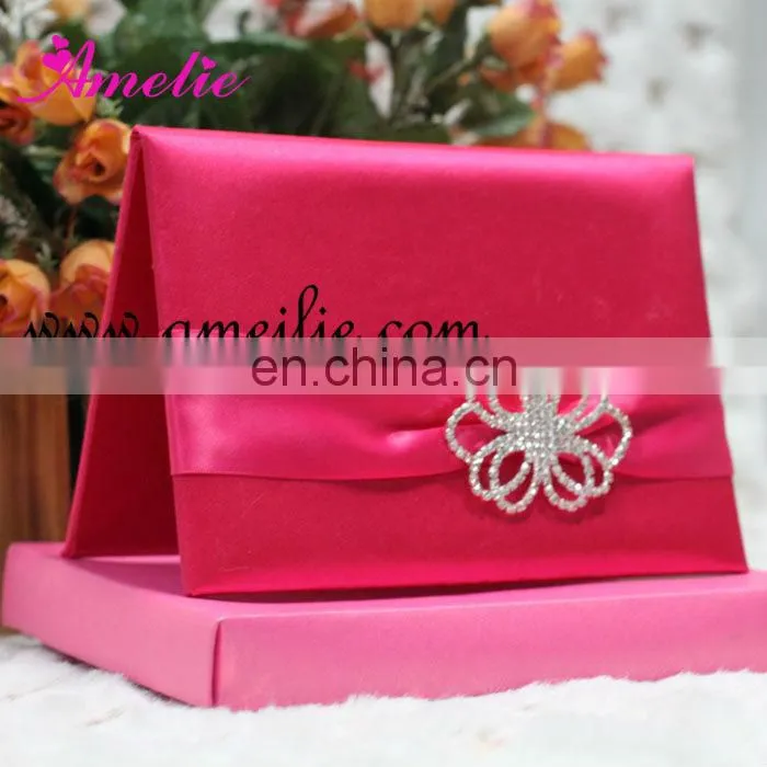 A730 Hot Sale Different Color Ribbon Customize luxurious wedding invitation card