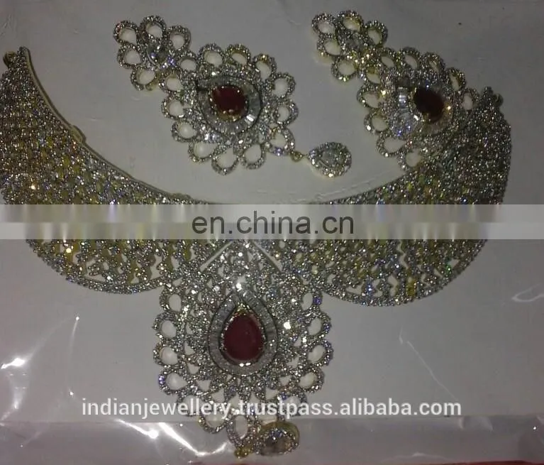 CZ jewelry necklace manufacturer,cubic zirconia necklace jewellery exporter