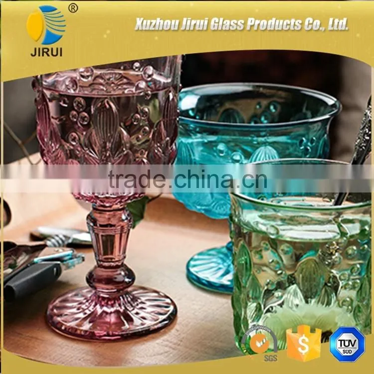 Colored glass cups for ice cream /fruit /salad in different patterns