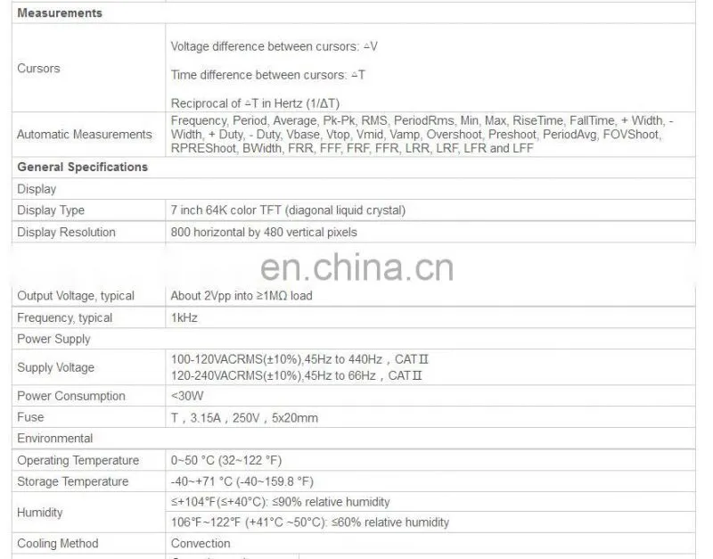 Hantek DSO4254B Digital Oscilloscope Storage Bench Type 4 CH 64K 1GS/s 250MHz Bandwidth
